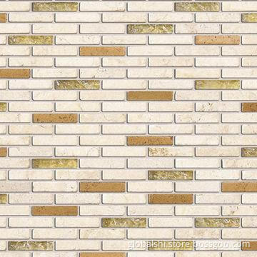 Crystal and Stone Glass Mosaic Tile, Glass Mix Natural Marble Stone, 10-color, Sized 292 x 282mm